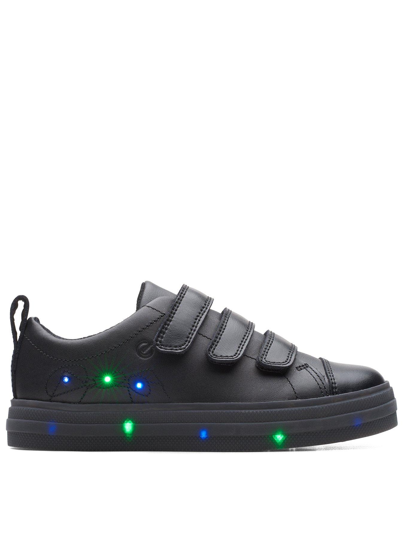 Kids Kids Flare Bright Light Up Strap School Shoes - Black