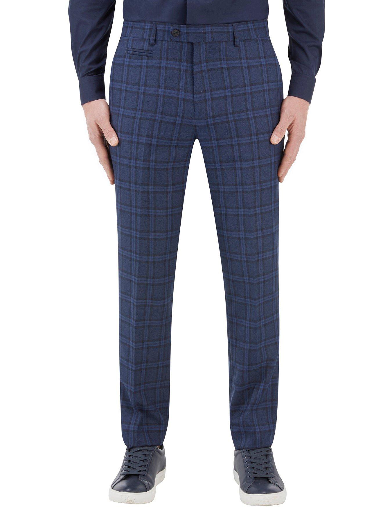 Men Angus Slim Fit Bold Check lyfcycle Trouser - Navy Check
