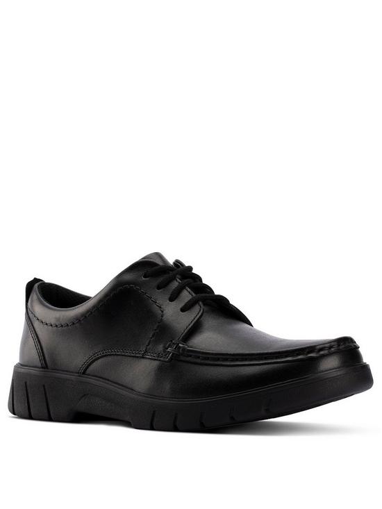 front image of clarks-youthnbspbranch-lace-school-shoe-black