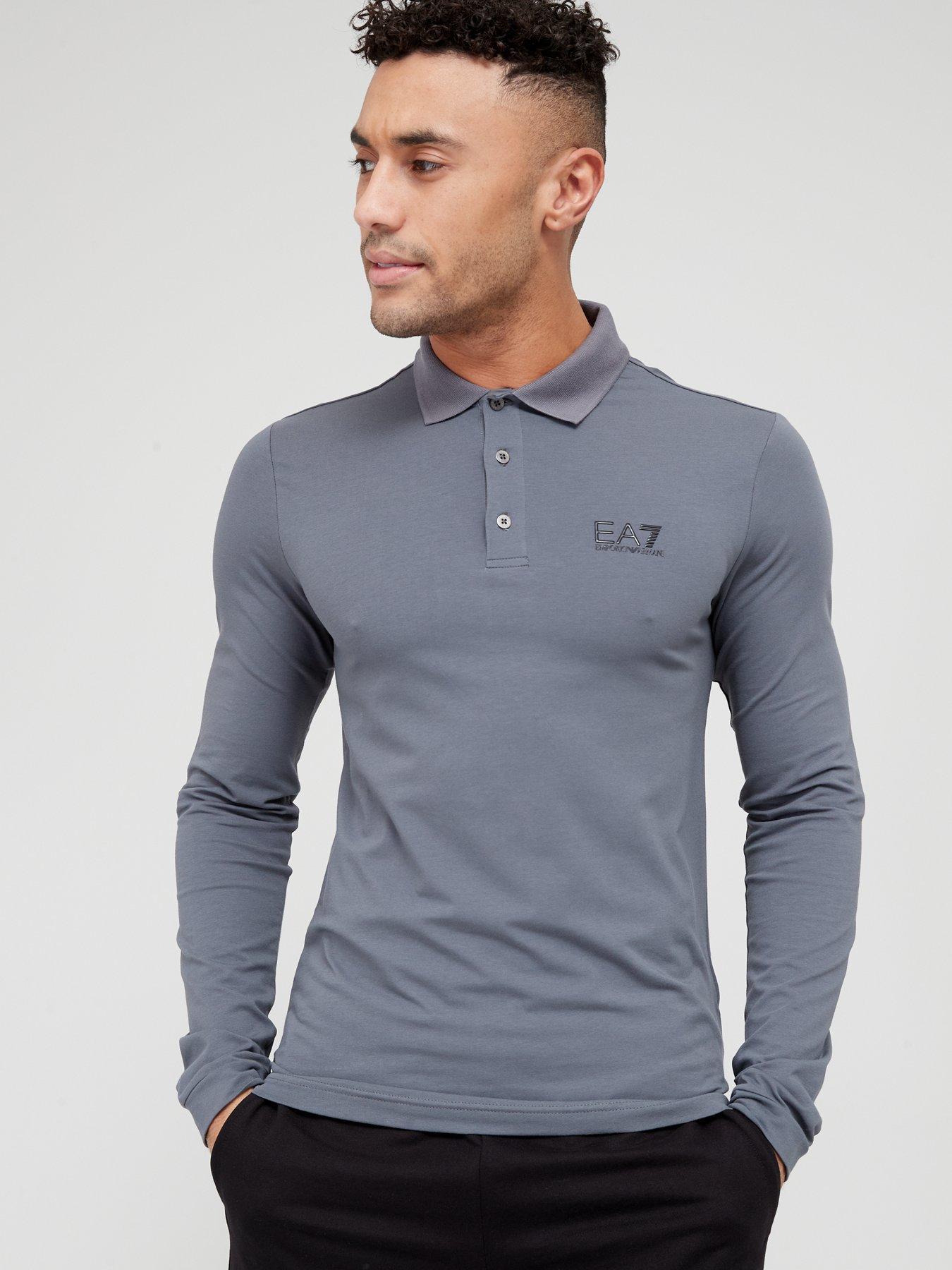 EA7 Emporio Armani Core ID Long Sleeve Polo Shirt - Iron Gate Grey |  