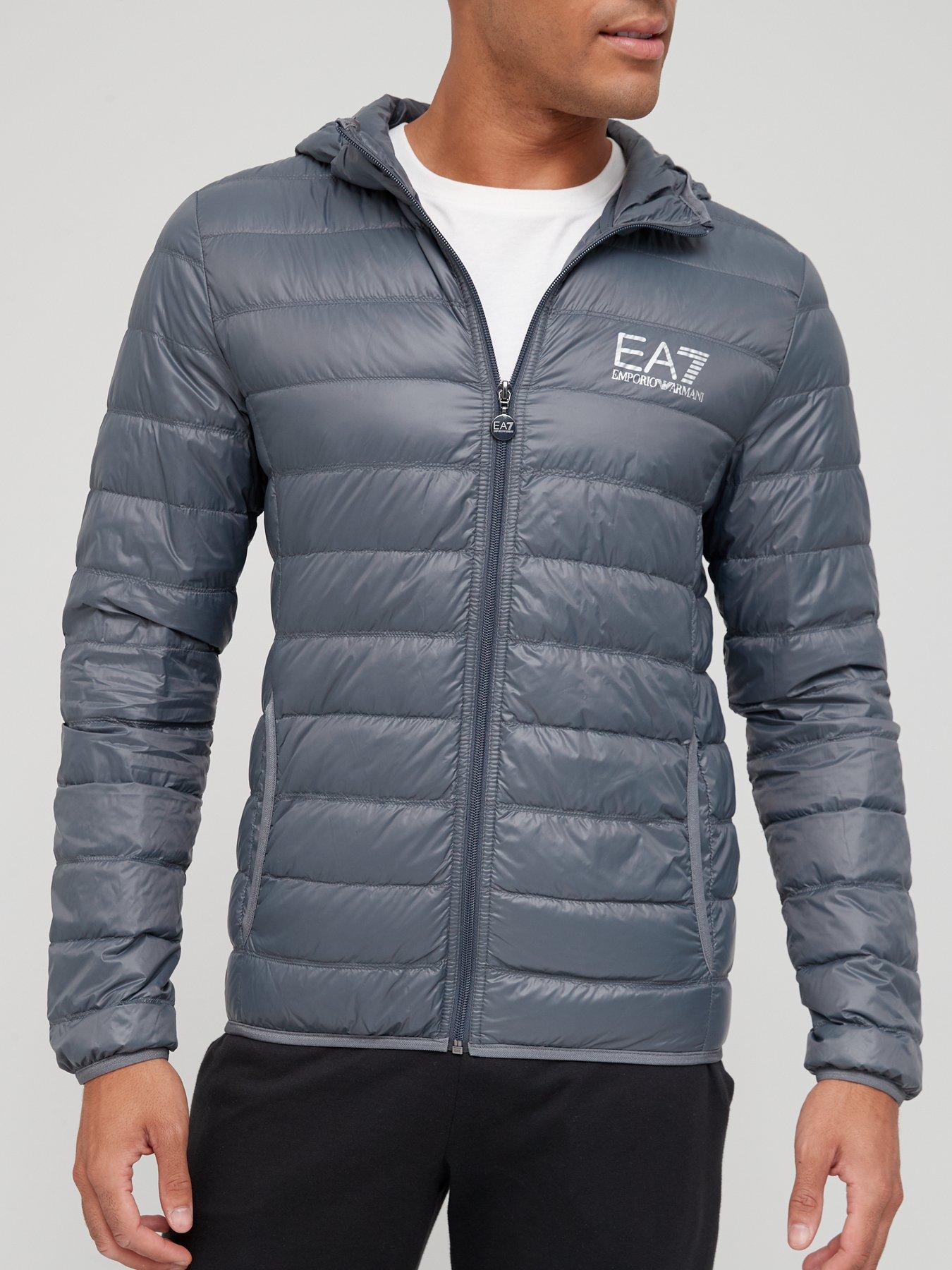 EA7 Emporio Armani Core ID Logo Padded Hooded Jacket Iron Gate Grey Very