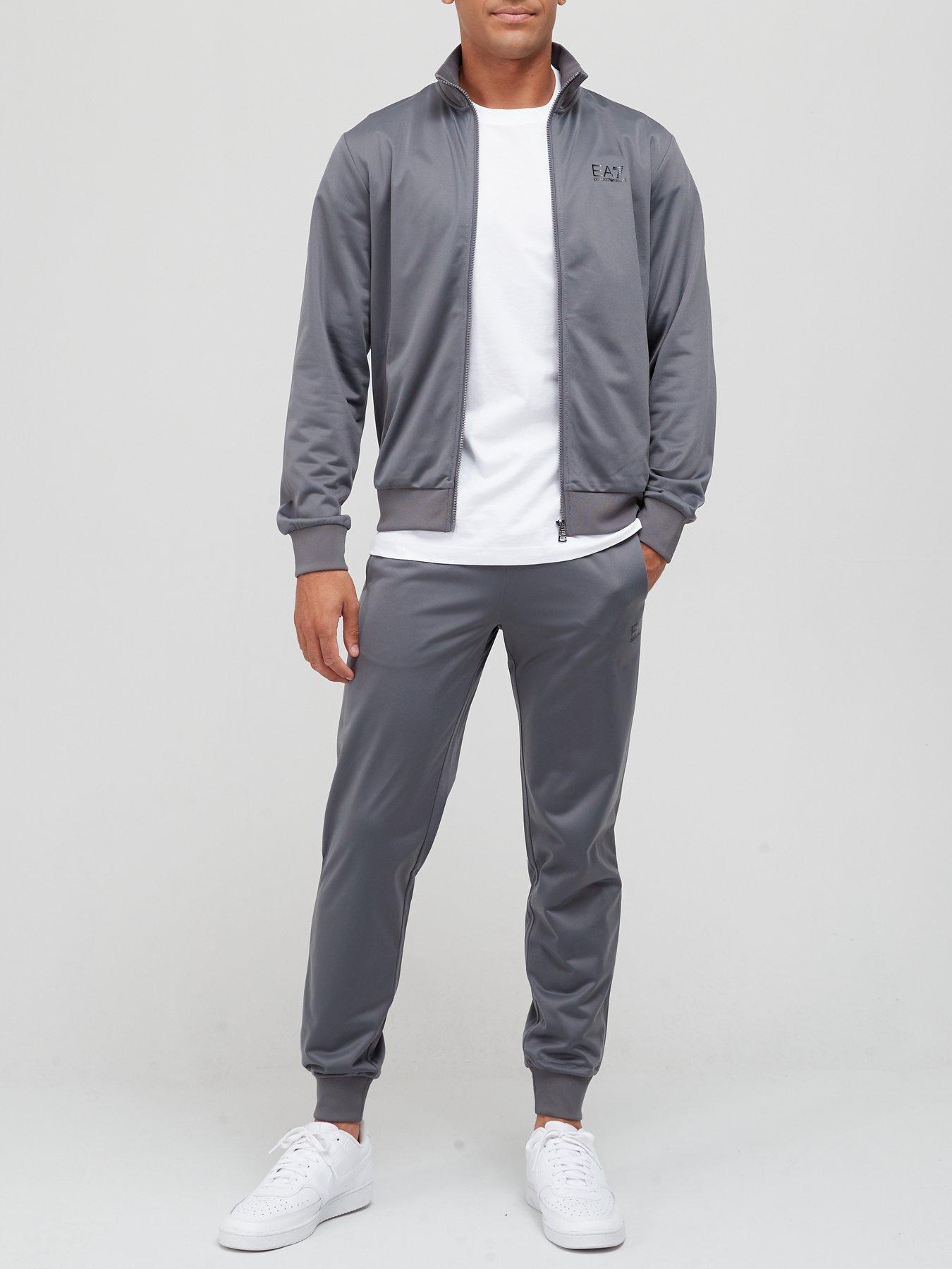 Men Core ID Logo Funnel Neck Poly Tracksuit - Grey