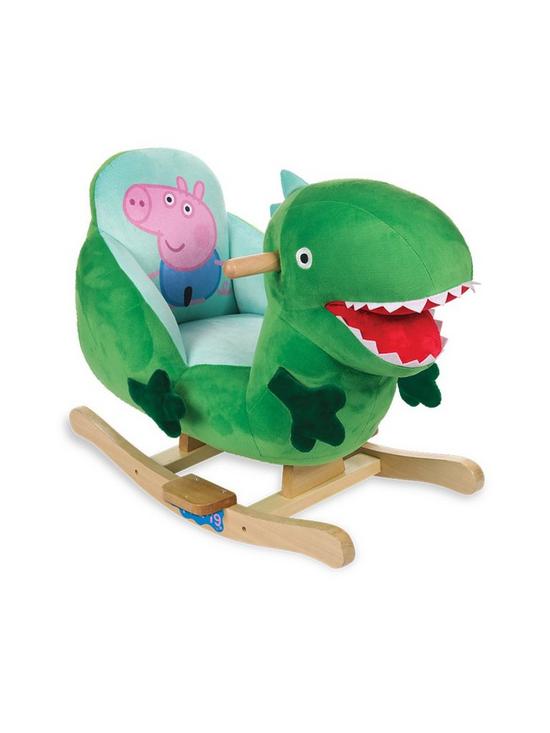 front image of peppa-pig-george-plush-rocker-with-wooden-base