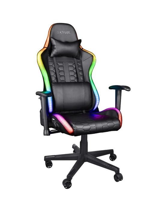front image of trust-gxt716-rizza-adjustable-pc-gaming-chair-with-rgb-illuminated-edges