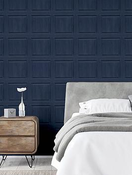 Product photograph of Arthouse Washed Wood Panel Navy Wallpaper from very.co.uk