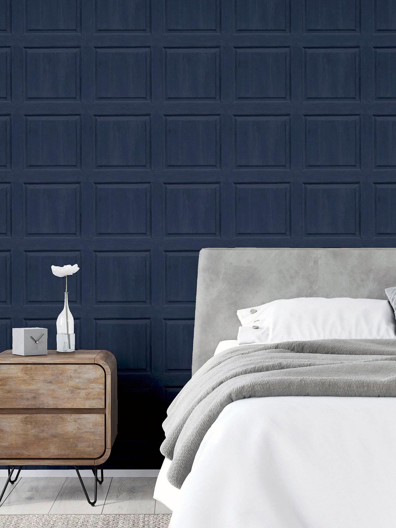 Image 1 of 4 of ARTHOUSE Washed Wood Panel Navy Wallpaper