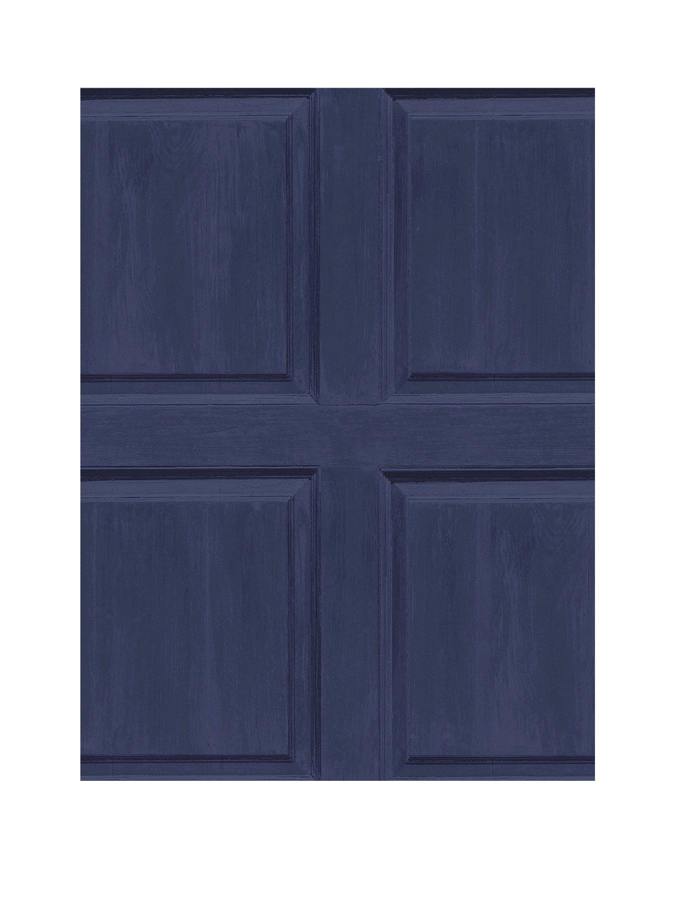 Image 2 of 4 of ARTHOUSE Washed Wood Panel Navy Wallpaper