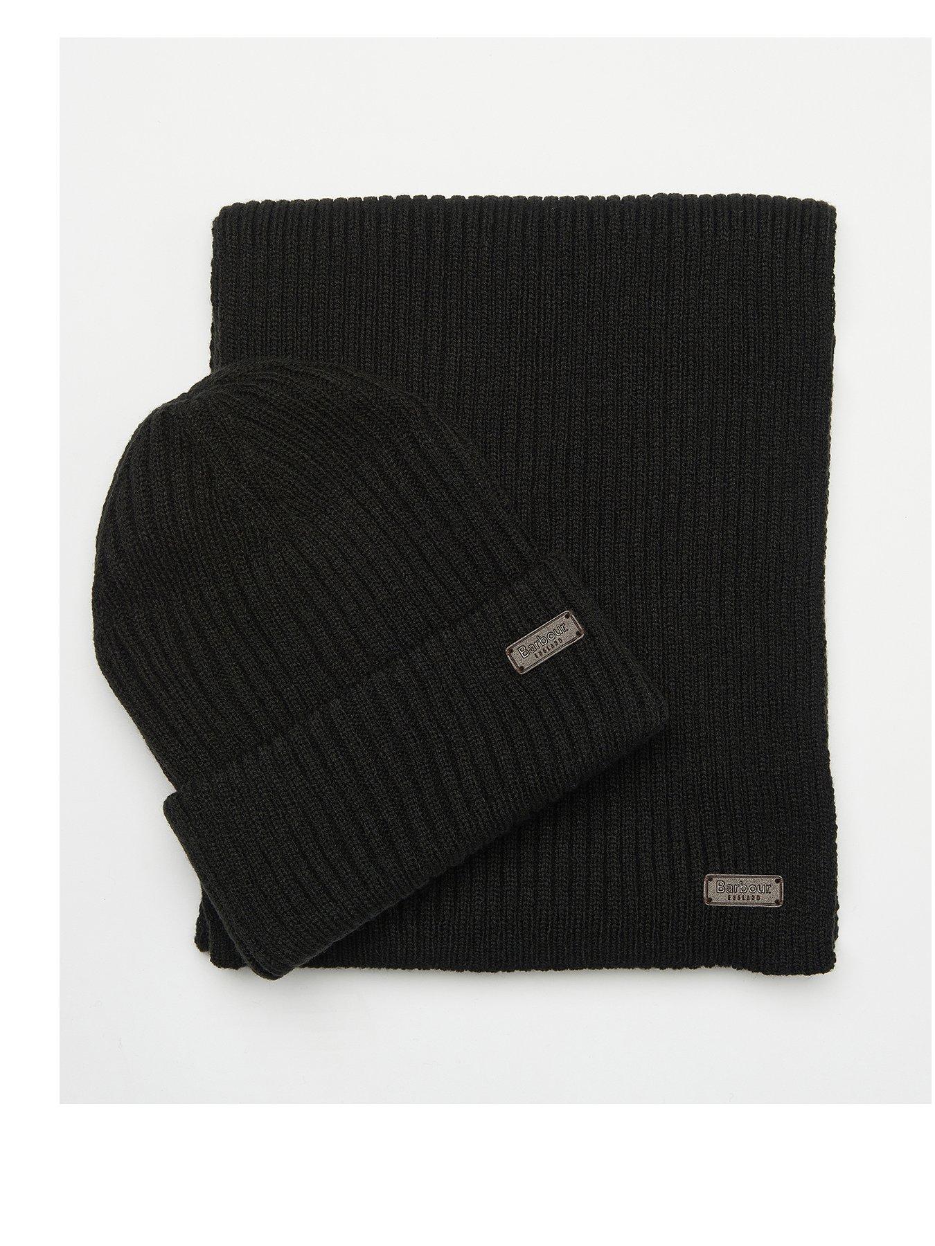 Image 1 of 4 of Barbour Crimdon Beanie &amp; Scarf Gift Set - Black
