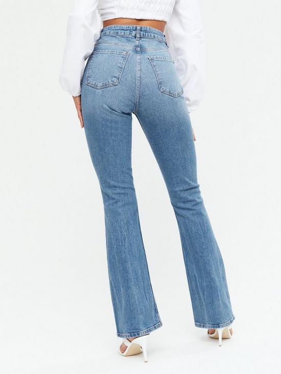 New Look Blue Ripped Knee High Waist Brooke Flared Jeans | very.co.uk
