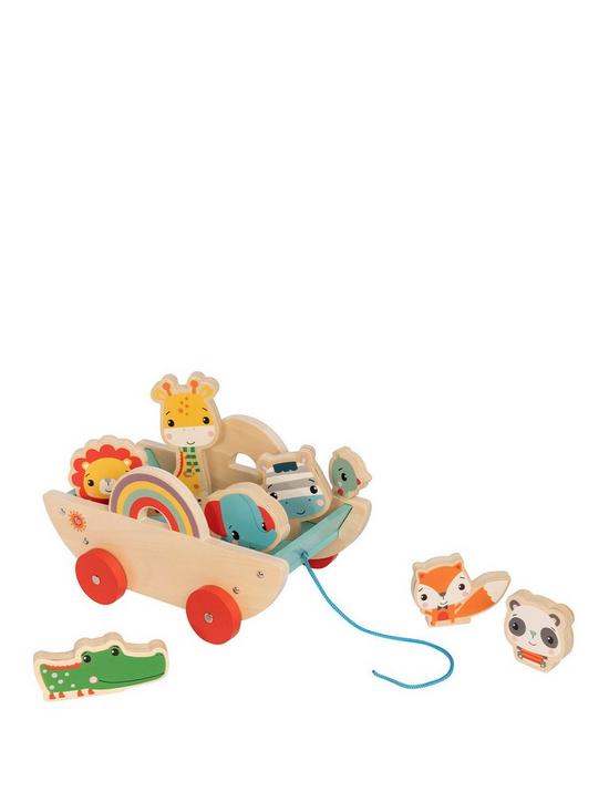 front image of fisher-price-fisher-price-wooden-animal-pull-along-cart