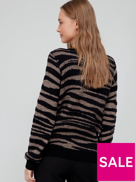 stillFront image of v-by-very-knitted-tiger-henley-jumper-monochrome
