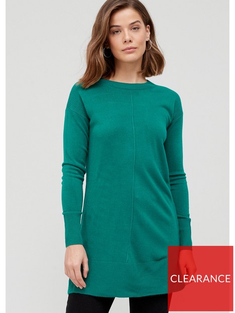 v-by-very-knitted-deep-crew-neck-tunic-green