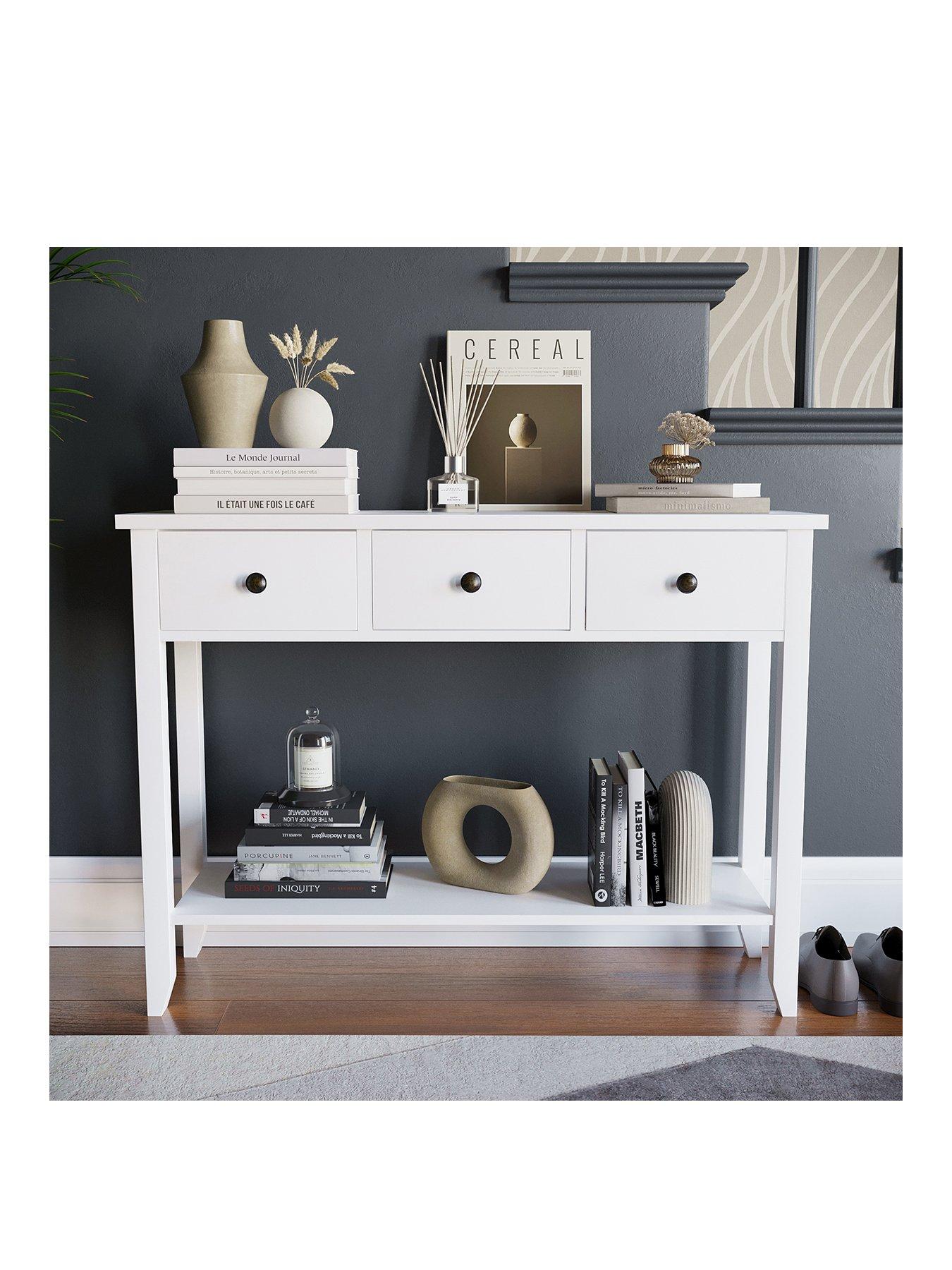 Image 3 of 6 of Vida Designs Windsor 3 Drawer Console Table - White
