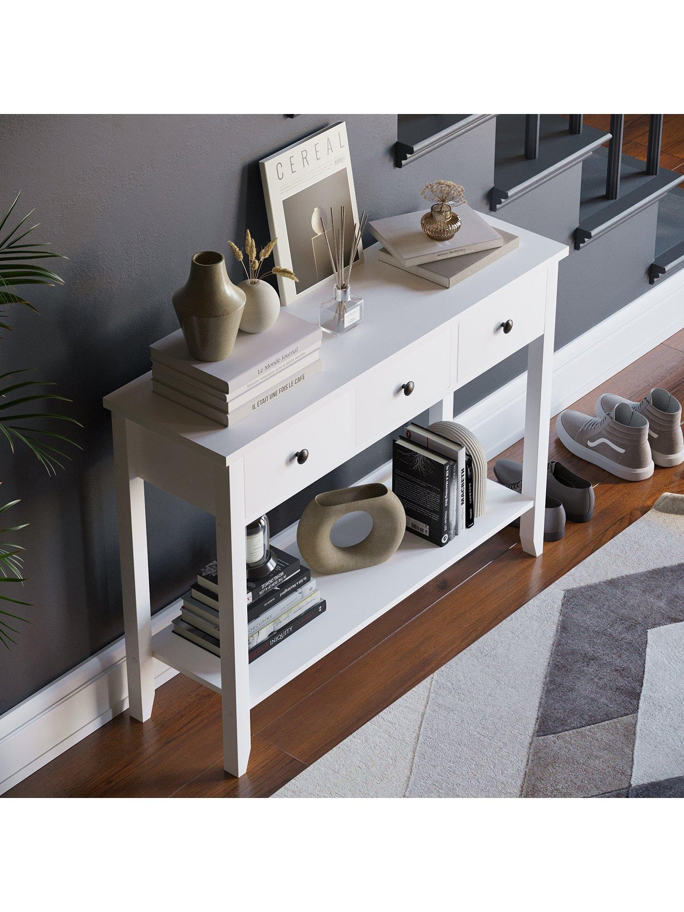 Image 4 of 6 of Vida Designs Windsor 3 Drawer Console Table - White
