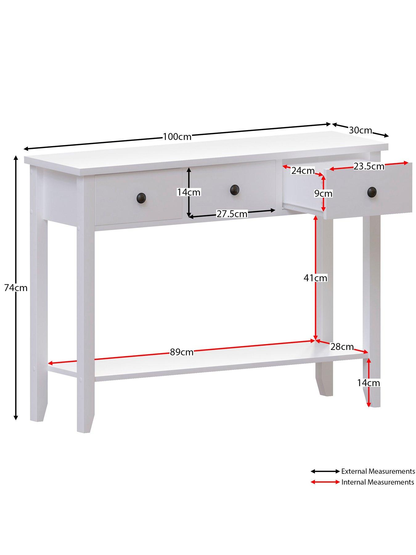 Image 6 of 6 of Vida Designs Windsor 3 Drawer Console Table - White
