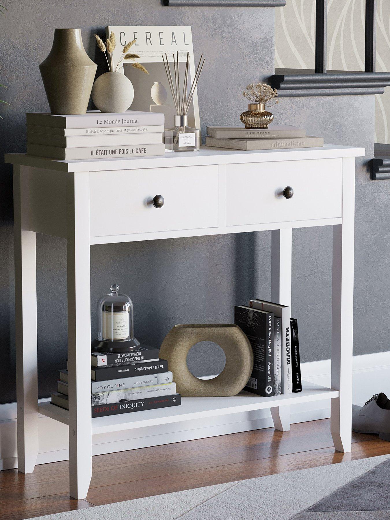 Phoenix Home Wood White Konsolen tisch mit 3 Schubladen für Wohnzimmer Alibaba.c