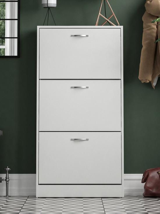 front image of vida-designs-shay-3-drawer-shoe-cabinet