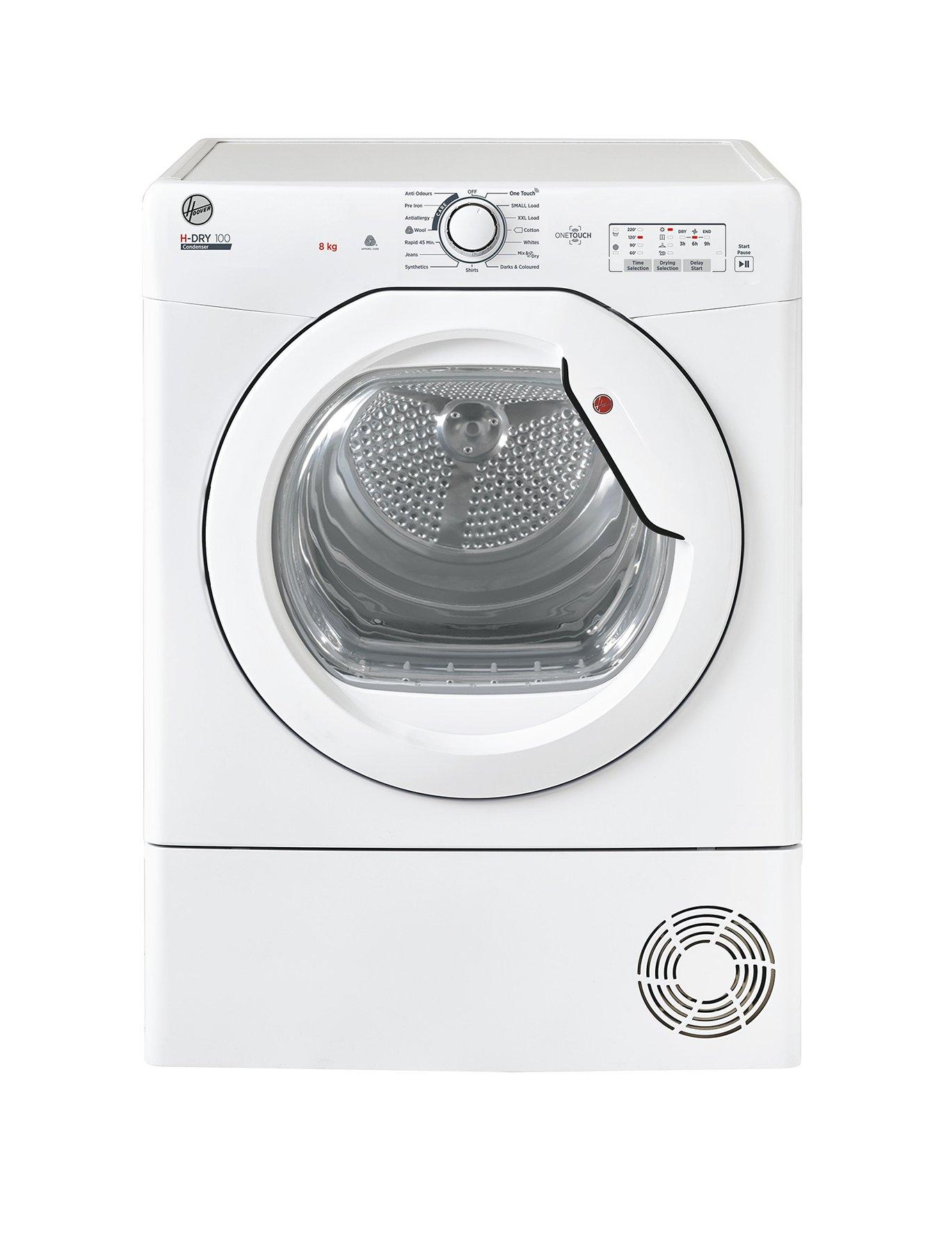Product photograph of Hoover H-dry 100 Hlec8lg 8kg Load Condenser Tumble Dryer - White from very.co.uk