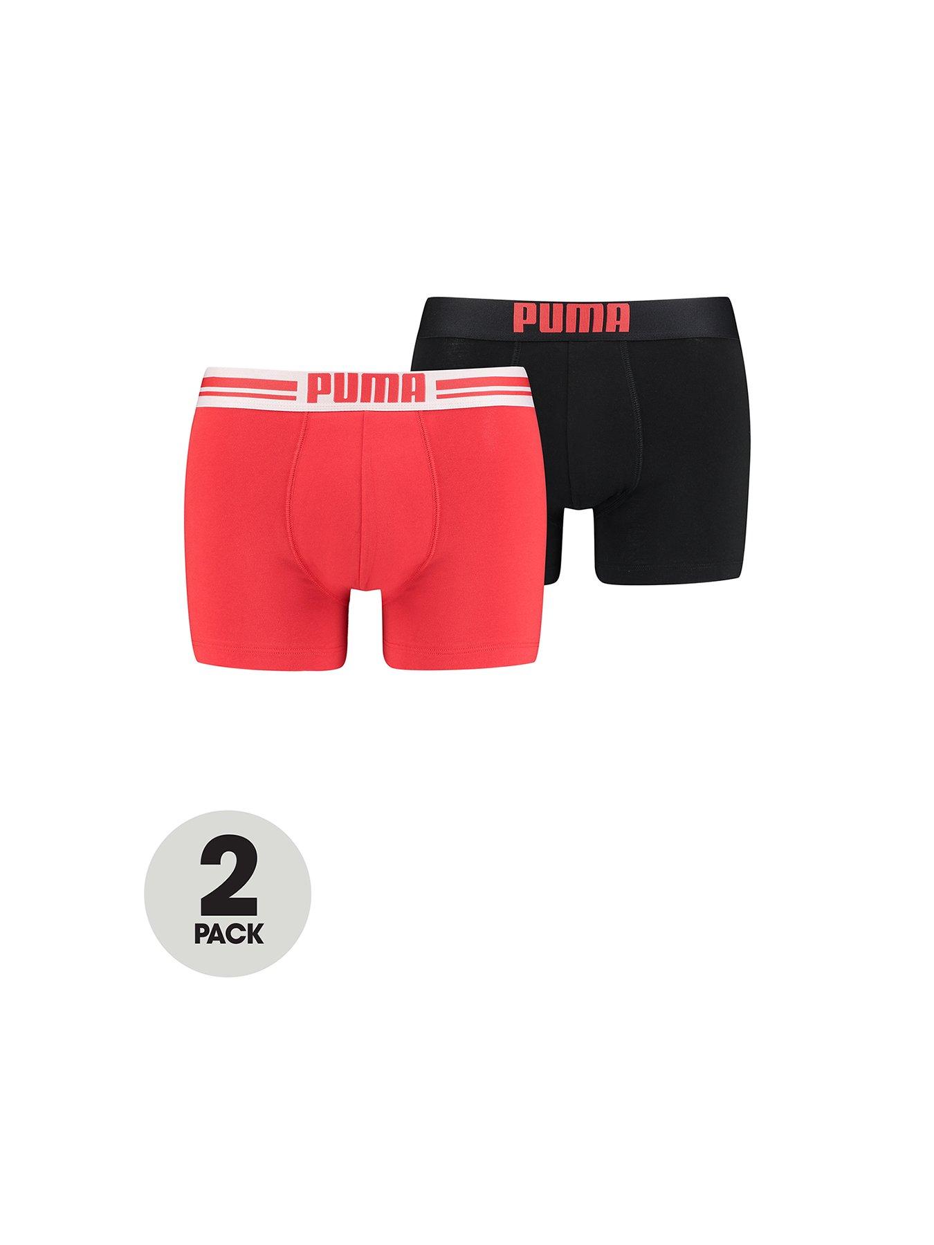 Puma 2 Pack of Logo Boxer Shorts - Red/Black | very.co.uk