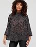 image of v-by-very-shirred-neck-blouson-sleeve-blouse-print