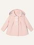  image of monsoon-baby-girls-pom-pom-coat-with-hood-pale-pink