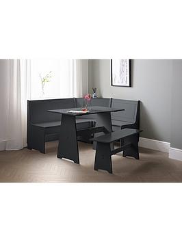 Product photograph of Julian Bowen Newport 109 Cm Dining Table Bench And Corner Storage Bench - Anthracite from very.co.uk