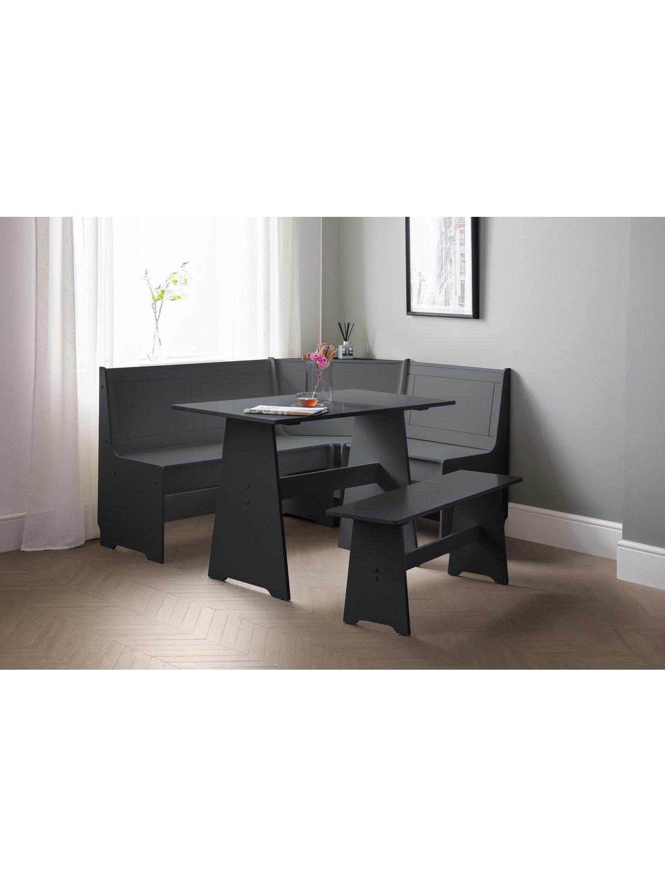Image 1 of 5 of Julian Bowen Newport 109 cm&nbsp;Dining Table + Bench and&nbsp;Corner Storage Bench&nbsp;- Anthracite