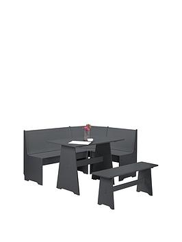 Julian Bowen Newport 109 Cm Dining Table + Bench And Corner Storage Bench - Anthracite