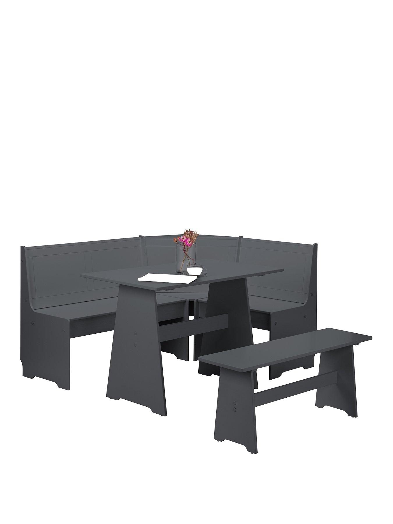 Image 2 of 5 of Julian Bowen Newport 109 cm&nbsp;Dining Table + Bench and&nbsp;Corner Storage Bench&nbsp;- Anthracite