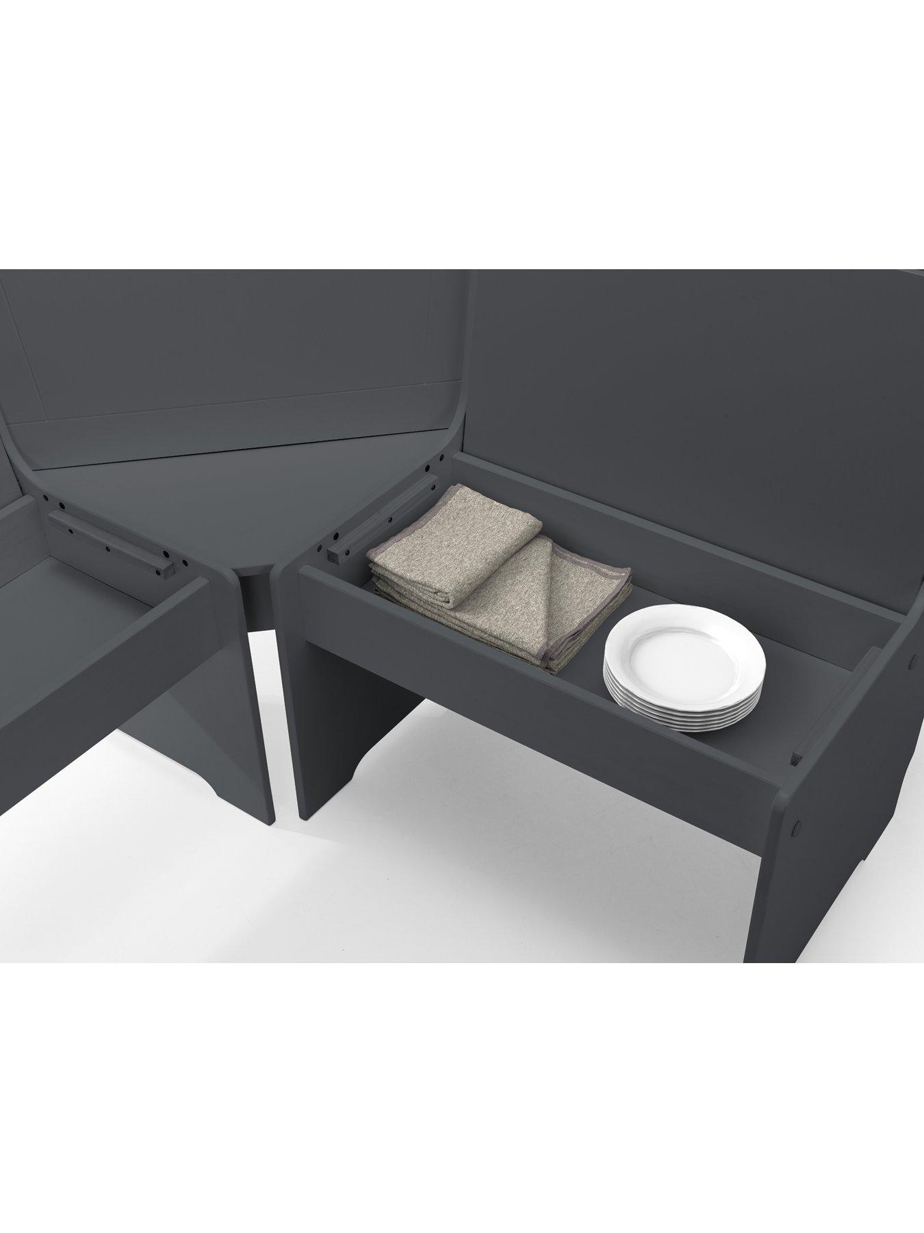 Image 4 of 5 of Julian Bowen Newport 109 cm&nbsp;Dining Table + Bench and&nbsp;Corner Storage Bench&nbsp;- Anthracite