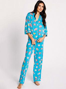 chelsea-peers-nyc-tea-and-books-boxy-button-up-pj-set-teal