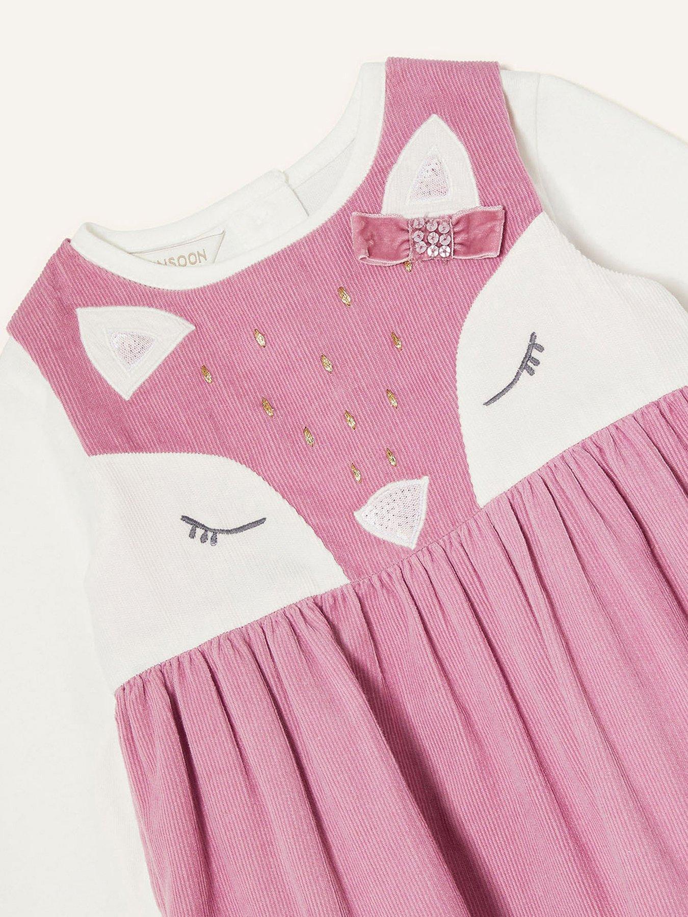 Baby Clothes Baby Girls Fox Cord Dress And Top - Pink