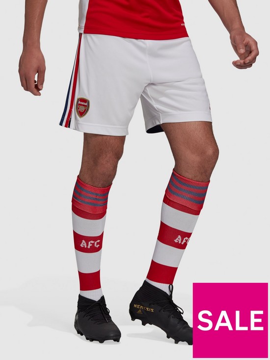 front image of adidas-arsenal-mens-2122-home-short-white