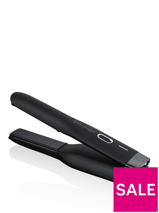 front image of ghd-unplugged-cordless-hair-straightener-blacknbspnbsp--charge-time-2-hoursnbspusing-any-usb-c-socket