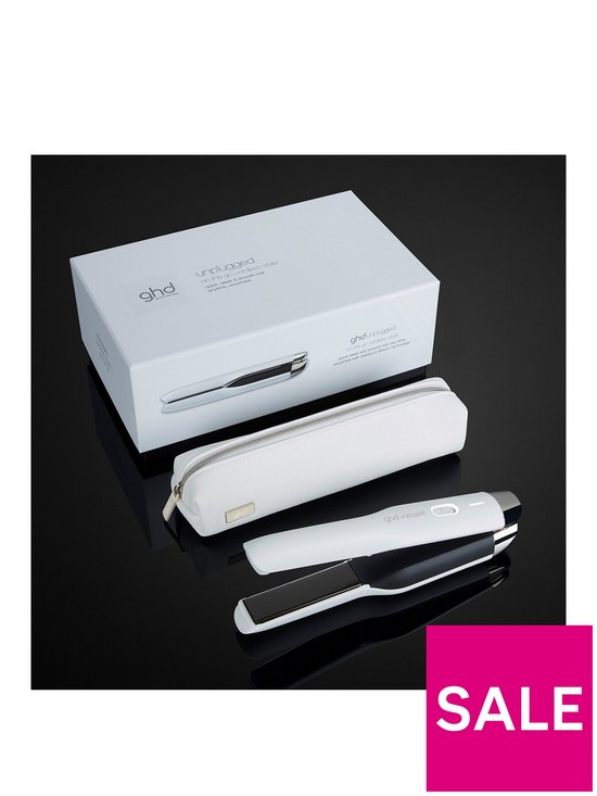 stillFront image of ghd-unplugged-cordless-hair-straightener-white-charge-time-2-hours-using-any-usb-c-socket