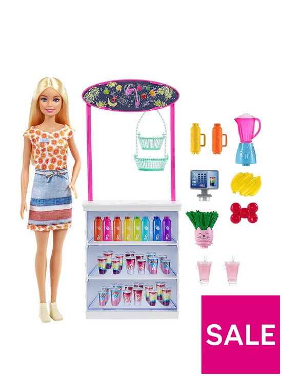 front image of barbie-smoothie-bar-playset-with-blonde-barbie-doll