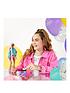  image of barbie-extra-doll-10-in-floral-print-jacket-with-dj-mouse-pet