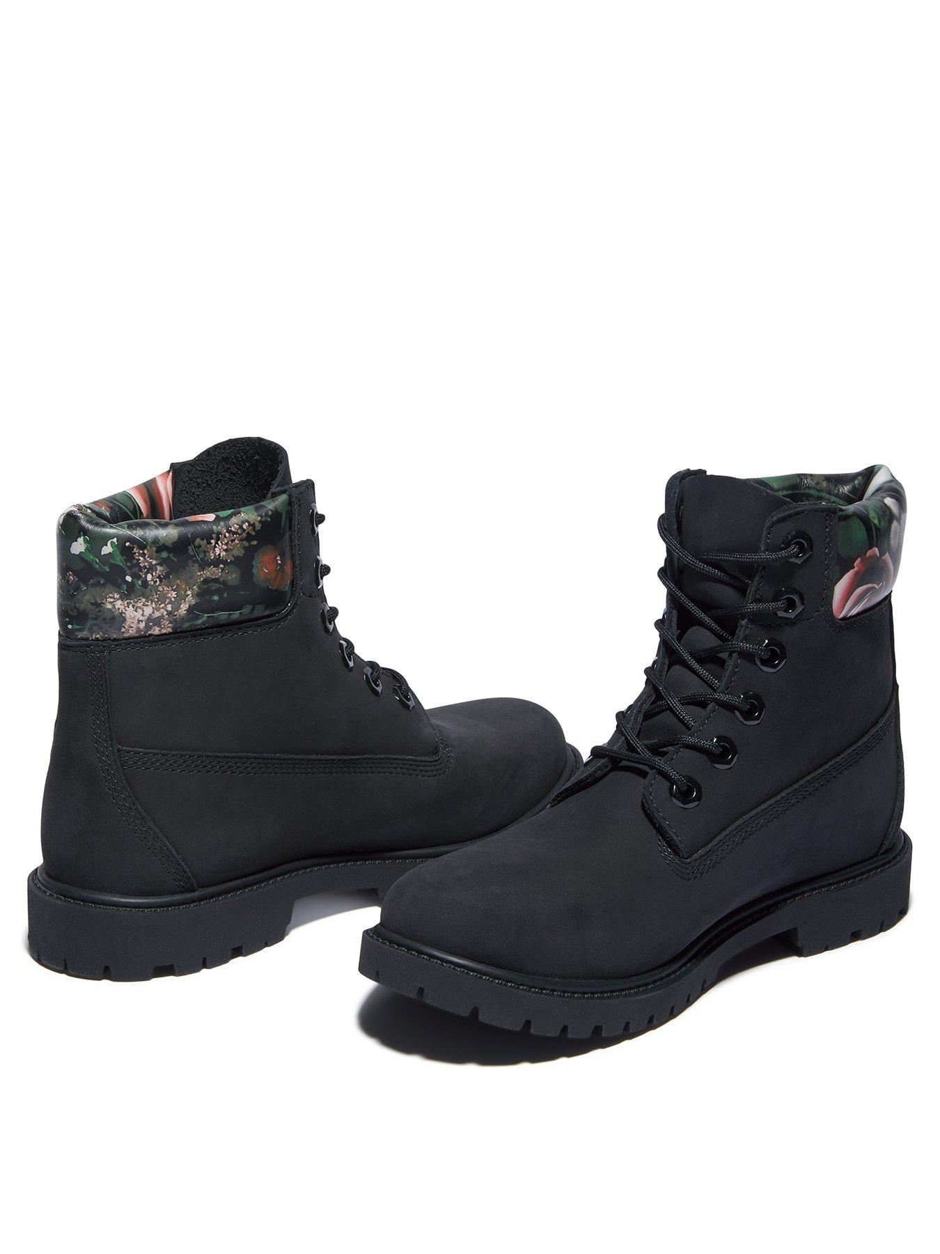 Timberland 6 Inch Black Floral Cupsole Ankle Boot Black very
