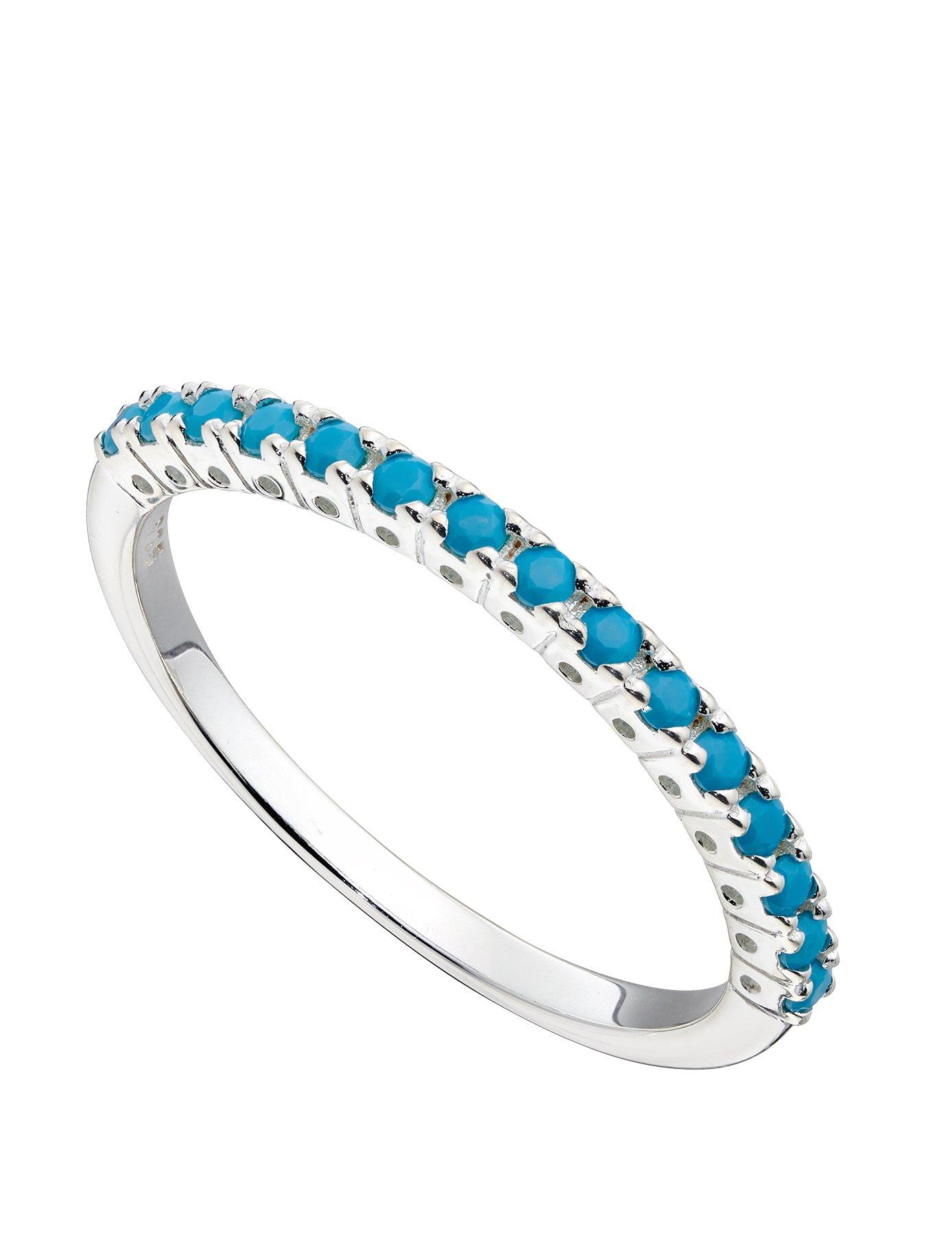 Jewellery & watches Sterling Silver & Turquoise Nano Crystal Stacking Ring