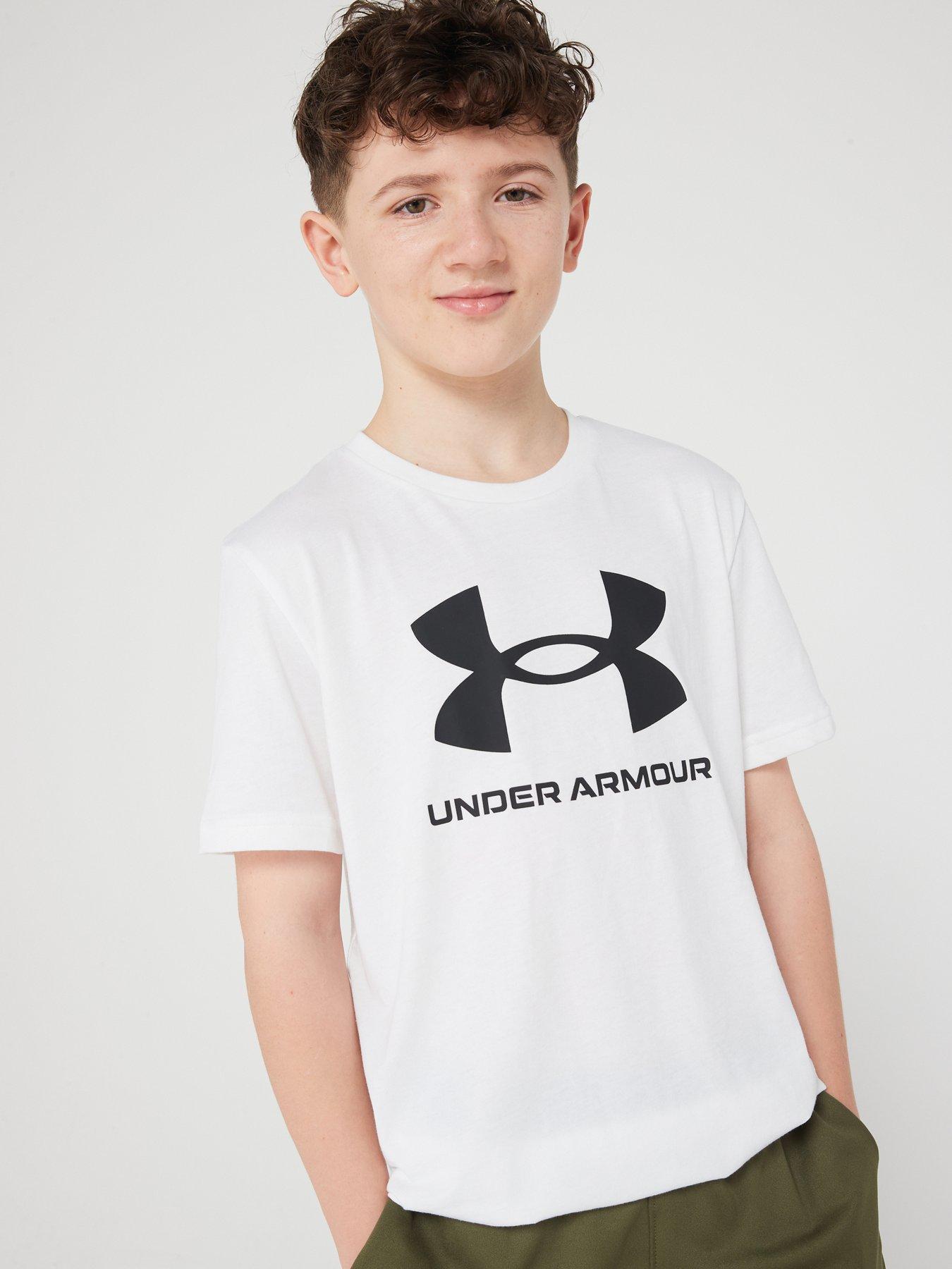 UNDER ARMOUR Kids Sport Style Logo Short Sleeve T-Shirt - White