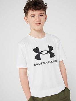 under armour kids sport style logo short sleeve t-shirt - white/black