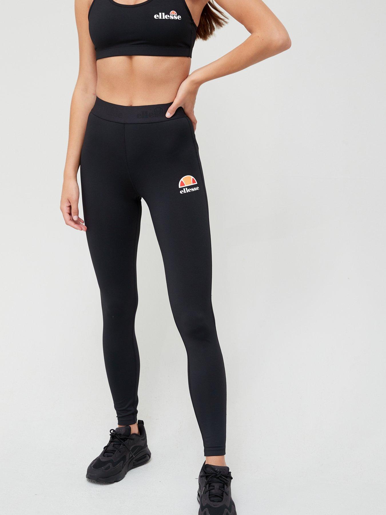 Solos 2 cotton mix leggings with logo print on the leg, black, Ellesse