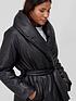  image of v-by-very-shawl-collar-faux-leather-coat-black