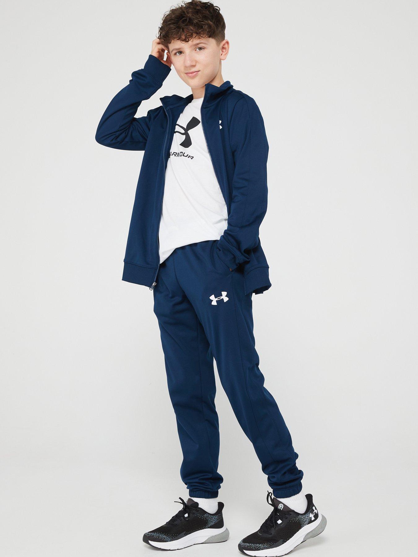 Boys, UNDER ARMOUR Childrens Knit Tracksuit - Navy/White, Navy/White, Size S=7-8 Years