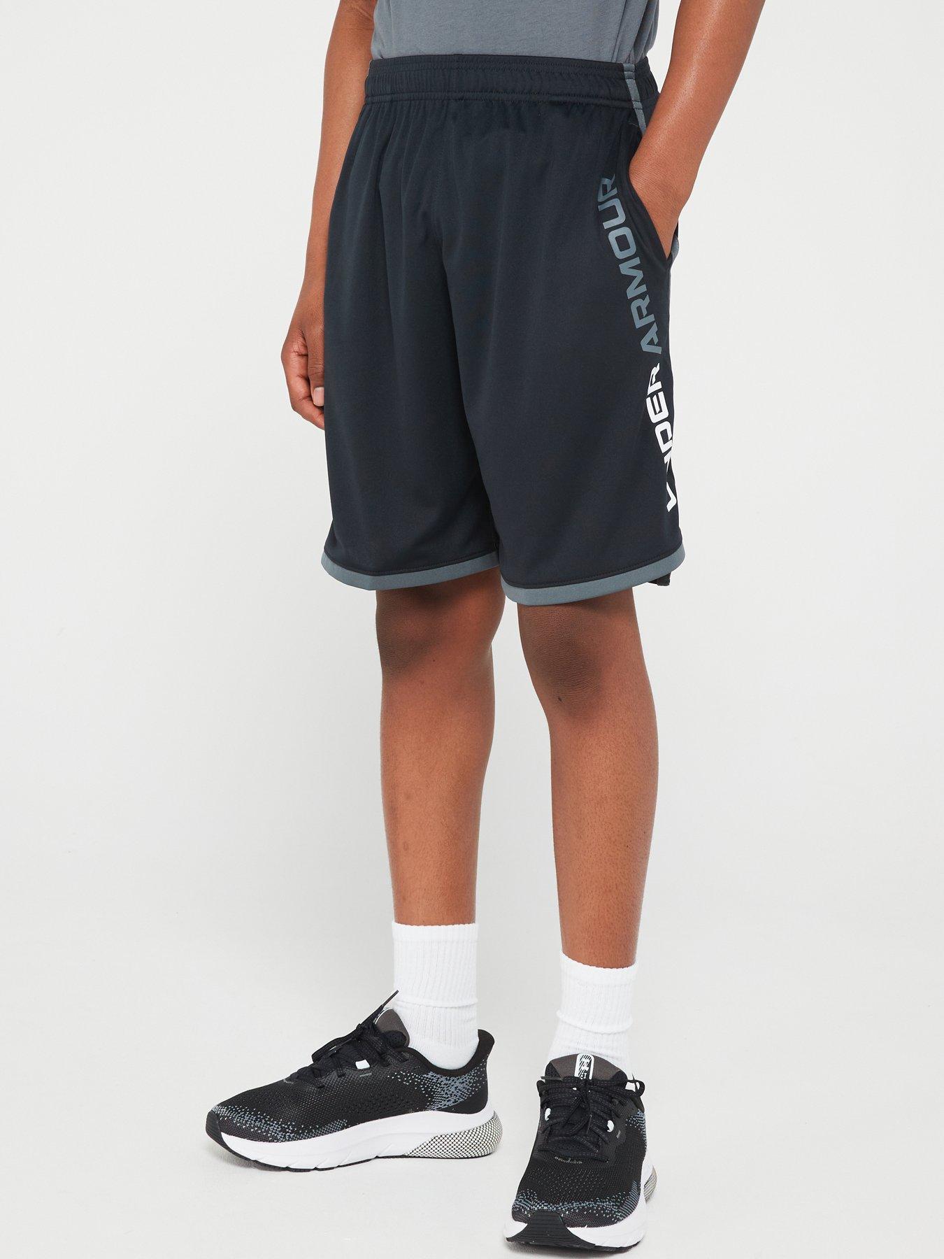 UNDER ARMOUR Youth Woven Graphic Shorts - Grey/Black