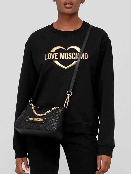 front image of love-moschino-heart-logo-sweatshirt-black