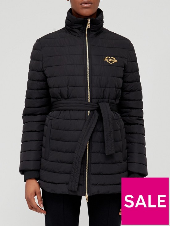 stillFront image of love-moschino-belted-padded-jacket-black