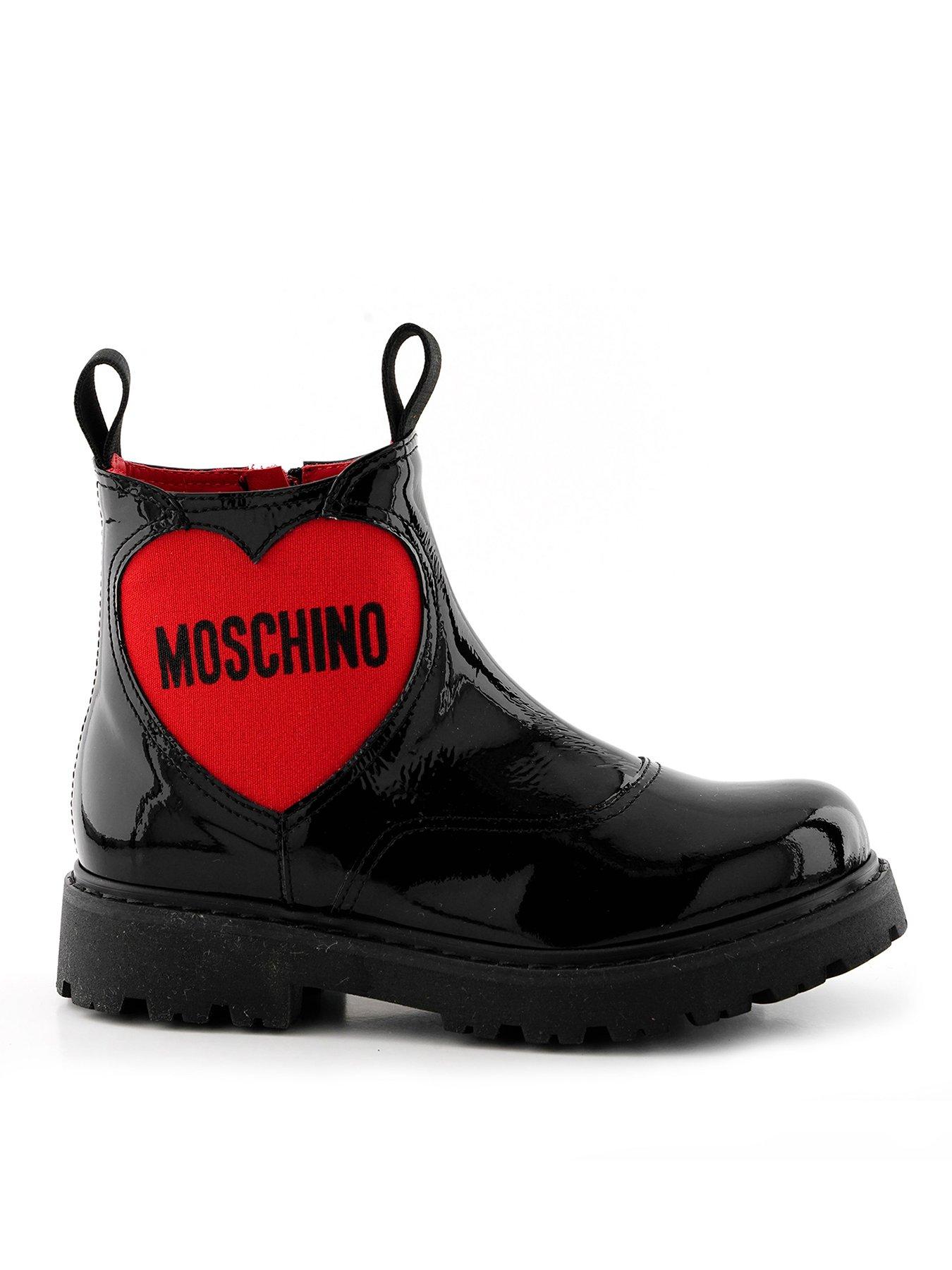 Shoes & boots Girl Moschino Heart Logo Patent Chelsea Boots - Black