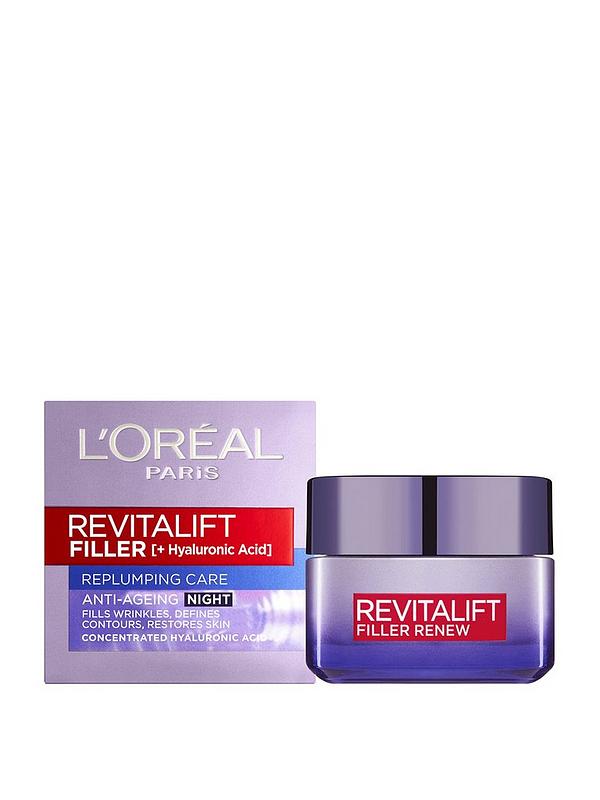 Image 1 of 5 of L'Oreal Paris Revitalift Filler + Hyaluronic Acid Anti Ageing Replumping Night Cream 50ml