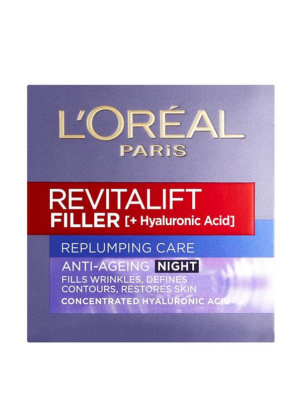 Image 2 of 5 of L'Oreal Paris Revitalift Filler + Hyaluronic Acid Anti Ageing Replumping Night Cream 50ml